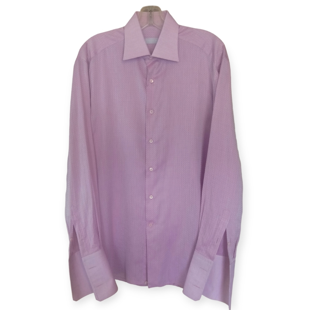 Stefano Ricci Pink Shimmer Cotton French Cuff Men’s Dress Shirt TALL 39